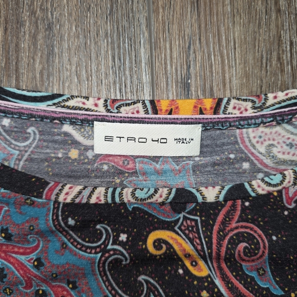 Etro Italy Paisley Print Long Sleeve Top Multicolor Wool Blend Size 40 (US 6) - Picture 9 of 11